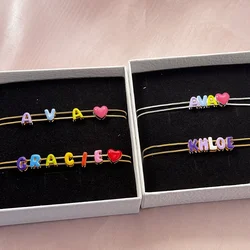 DUOYING Custom Bubble Letter Sliding Capital A-Z Letters Colorful Enamel Bracelet Cute Style Birthday Gift