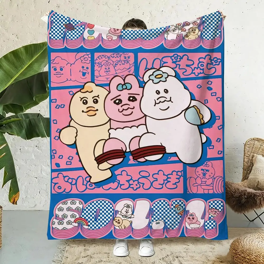 O-Opanchu U-Usagi Bunny Throw Soft Flannel Throw Blanket, Lightweight Breathable Summer Nap Blanket For Home Travel Cozy Decor