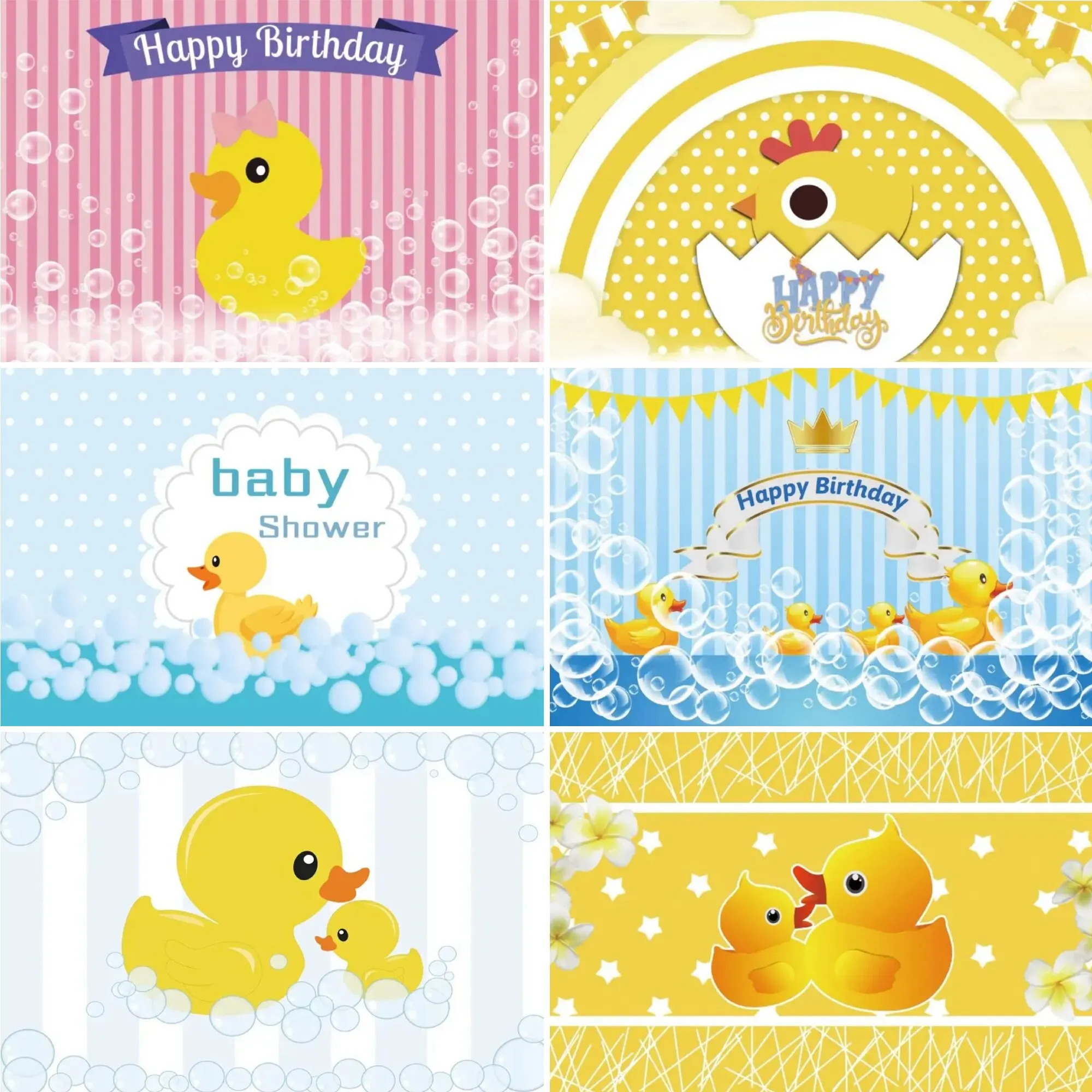 Yellow Duck Theme Birthday Party Decoration Background Children  Baby Bubble Bath Bathing Background Newborn Photography Props