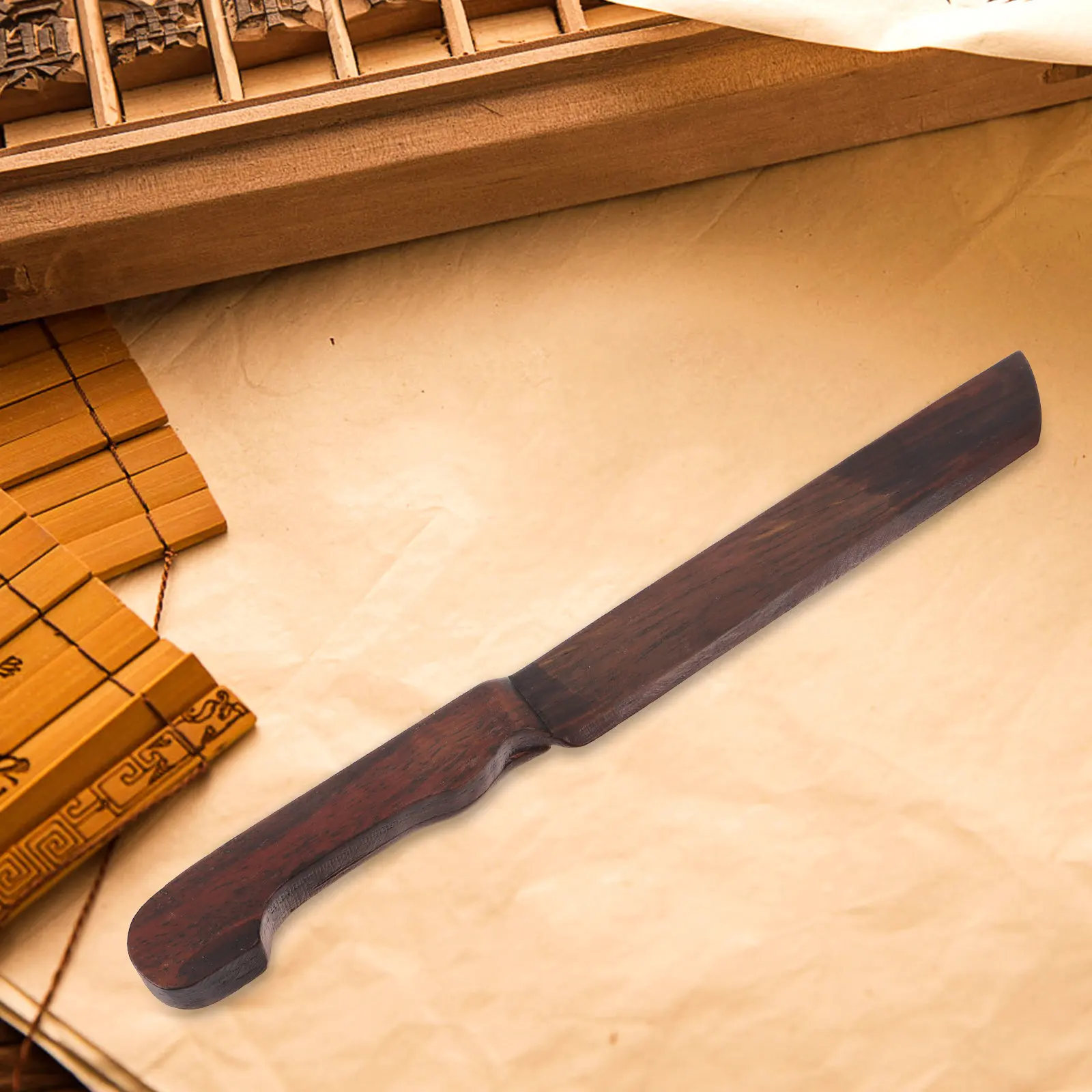 Chinese Style Wood Paper Cutter Wooden Letter Opener Envelope Opener Paper Cutting Tool Office Supply Multifunctional Cutter
