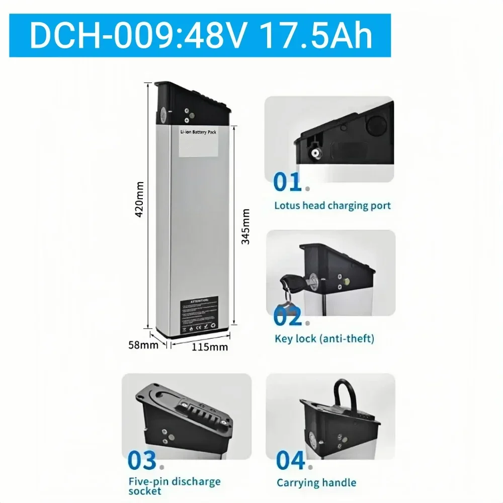 Aleaivy Für Engwe EP-2 Pro Motor X Motor Pro Batterie 48V 17,5Ah 16Ah 13Ah Ersatz Batterie MATE X Ginghma R7 Pro 6