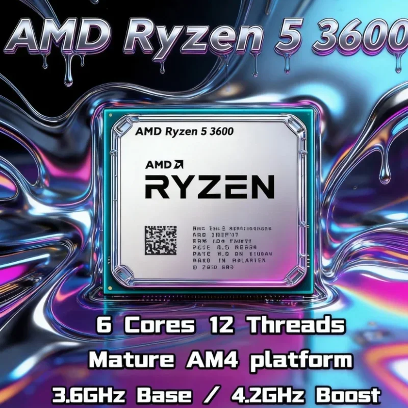 Procesador AMD Ryzen 5 3600 R5 3600 para Juegos de Bajo Costo, 6 Núcleos, 12 Subprocesos, 4.2GHz, 32MB de Caché, AM4, 7nm, 65W, para Escritorio