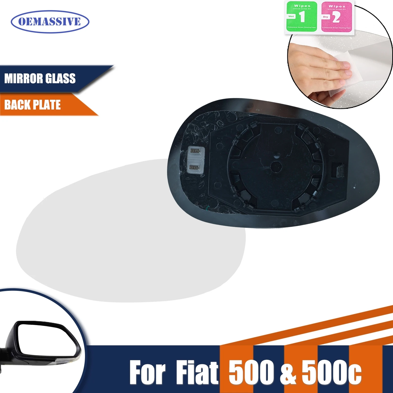 For Fiat 500 500C 2007-2023 1X  Left Driver Side Mirror Rearview Mirror Lens Assessory Heated Waterproof Anti Glare Large Vision