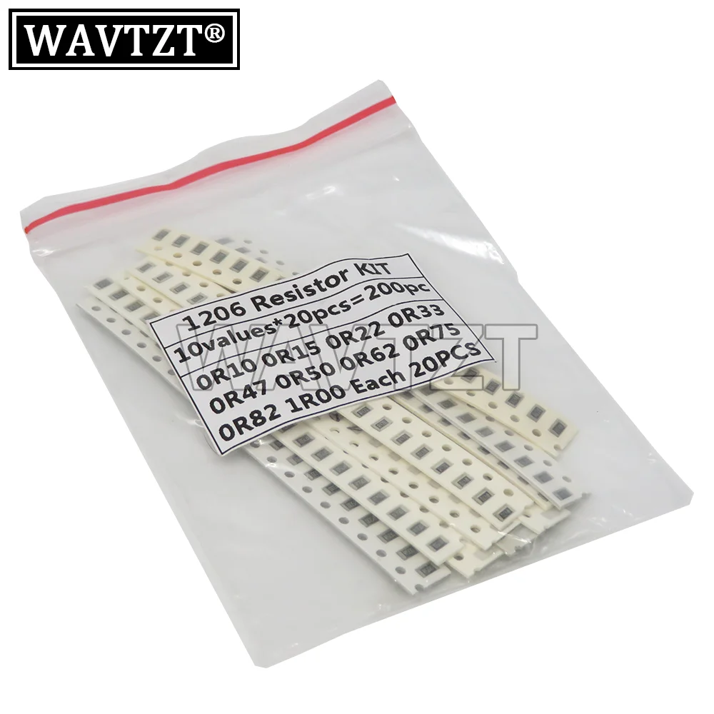 PUMUDDSY 200PCS 1% 1206 SMD Resistors Assorted Kit Set ,10 ValueX20pcs=200pcs 1R00 R820 R750 R620 R500 R470 R330 R220 R150 R100