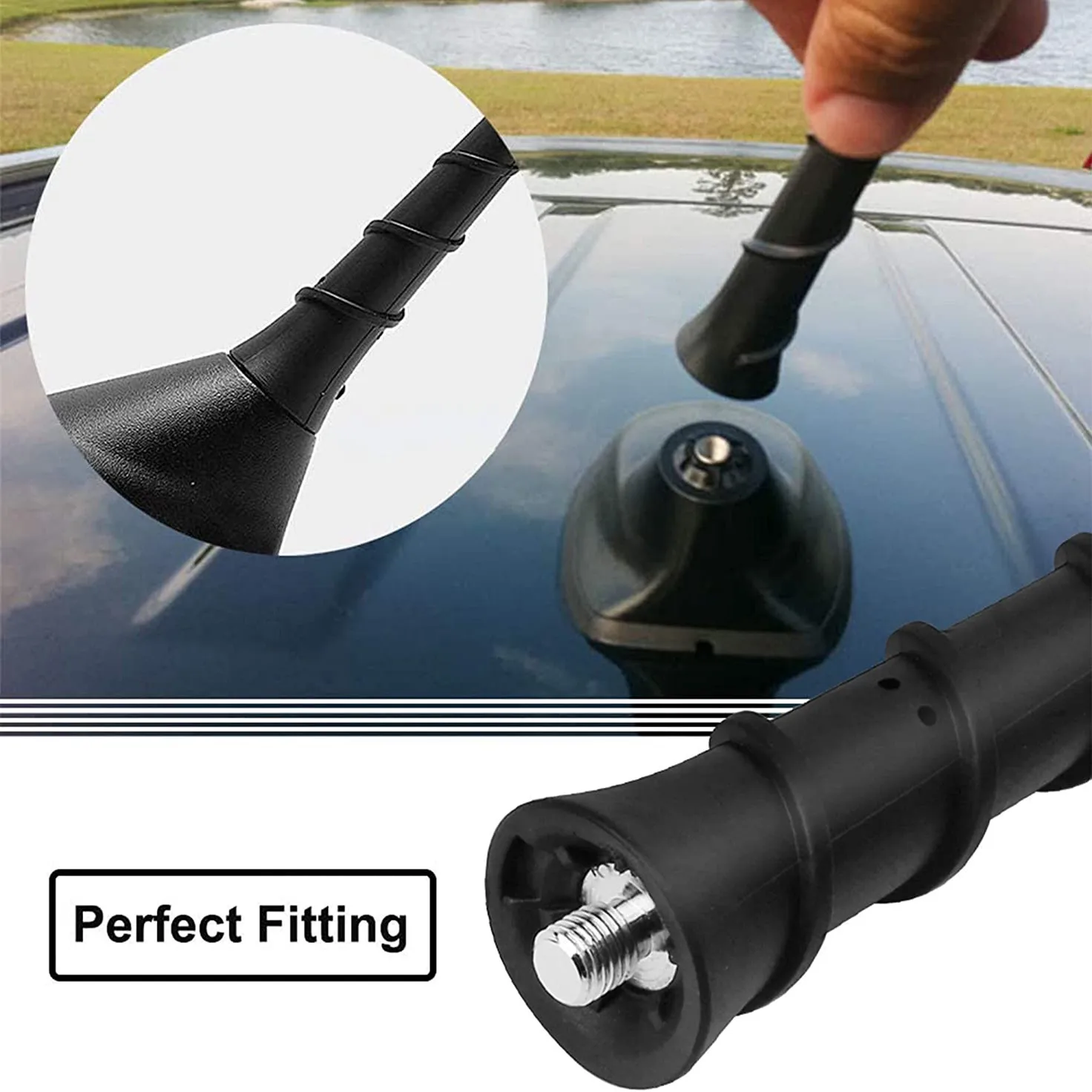 Car Radio FM AM Antenna Roof Spiral Bending Antenna, AM FM Reception, Exterior Automotive Antenna Replacement