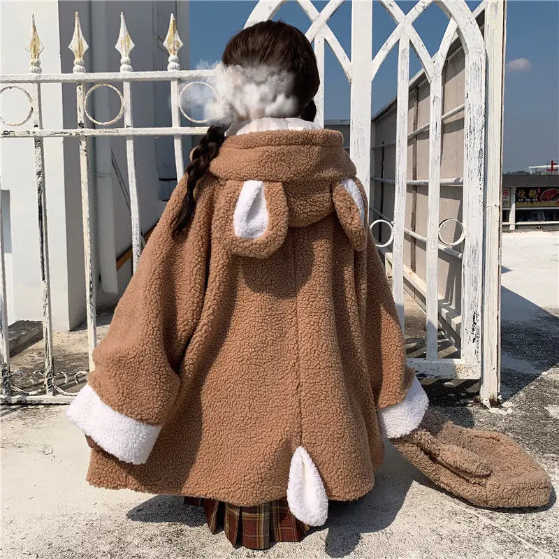 2024 Harajuku Kawaii Bear Ear Hoodie Sweatshirt Women Funny White Black Winter Girl Hoodie Oversized Cute Japan Harajuku Clothes
