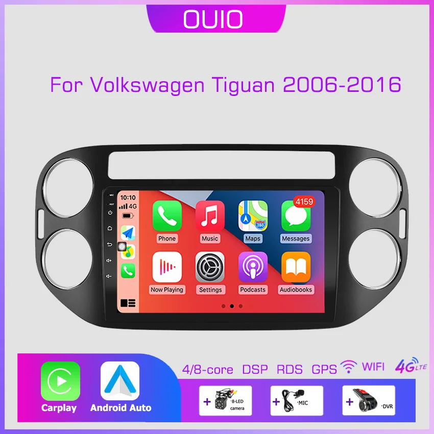 

2din Android10 Car Radio Multimedia Player Carplay Auto GPS Navigation DSP BT For VW Volkswagen Tiguan 1 NF 2006 2008-2016