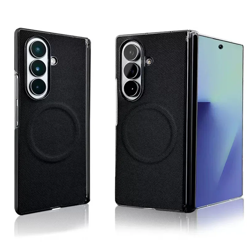 

Черный автоматический магнитный чехол для Samsung Galaxy Z Fold 7 Z Fold6 Fold5, универсальный тонкий чехол с центральной осью и петлей