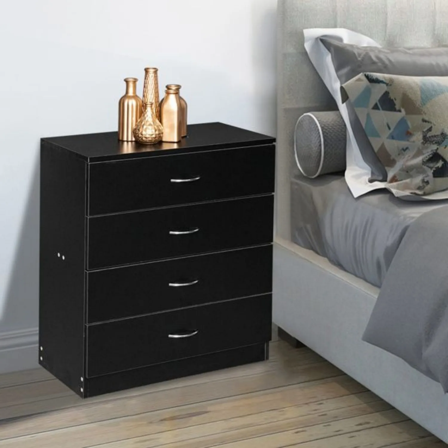 

FCH Modern Simple 4-Drawer Dresser Black