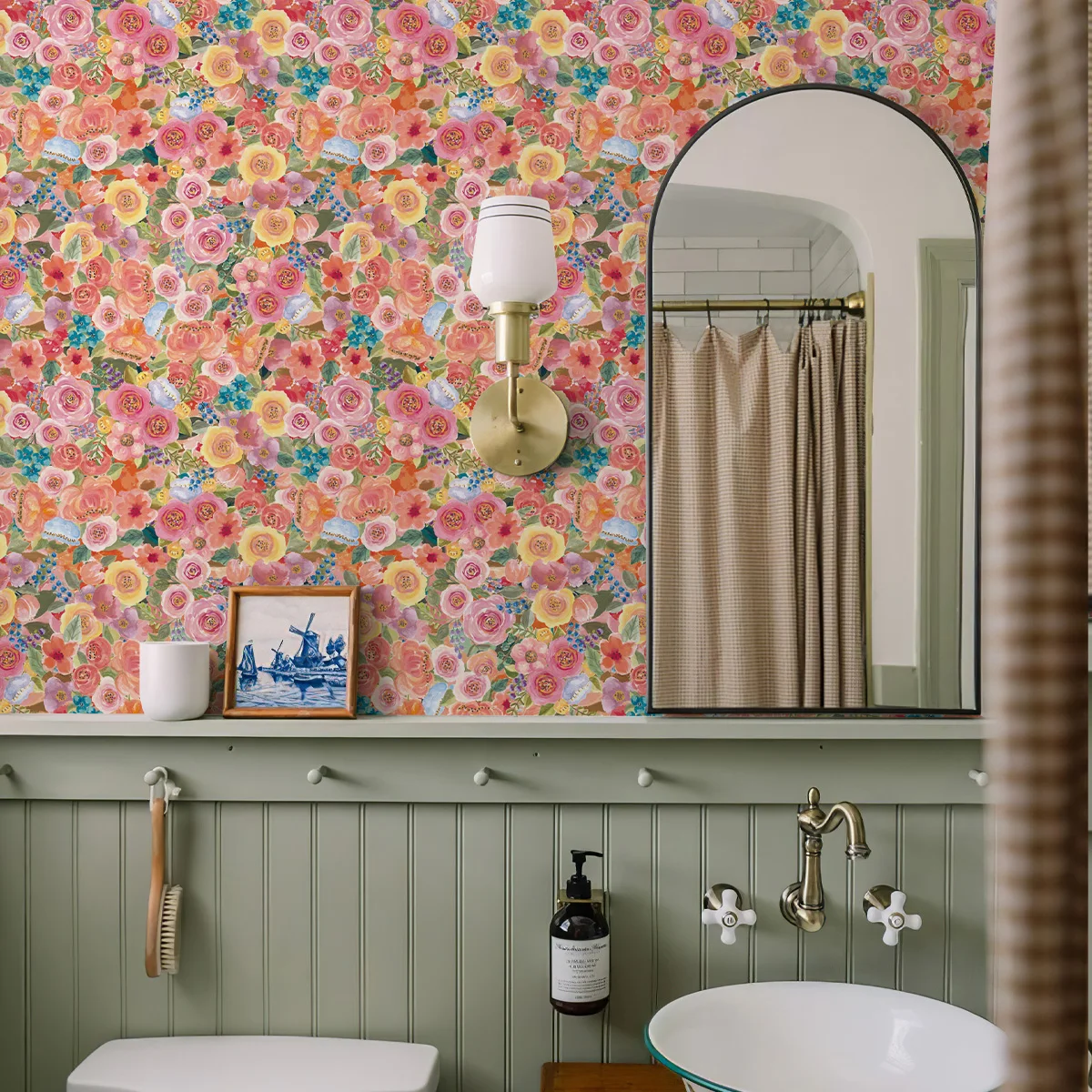 Rosa floral vinil casca e vara papel de parede chique flores à prova dwaterproof água cozinha e banheiro decoração elegante armário adesivo