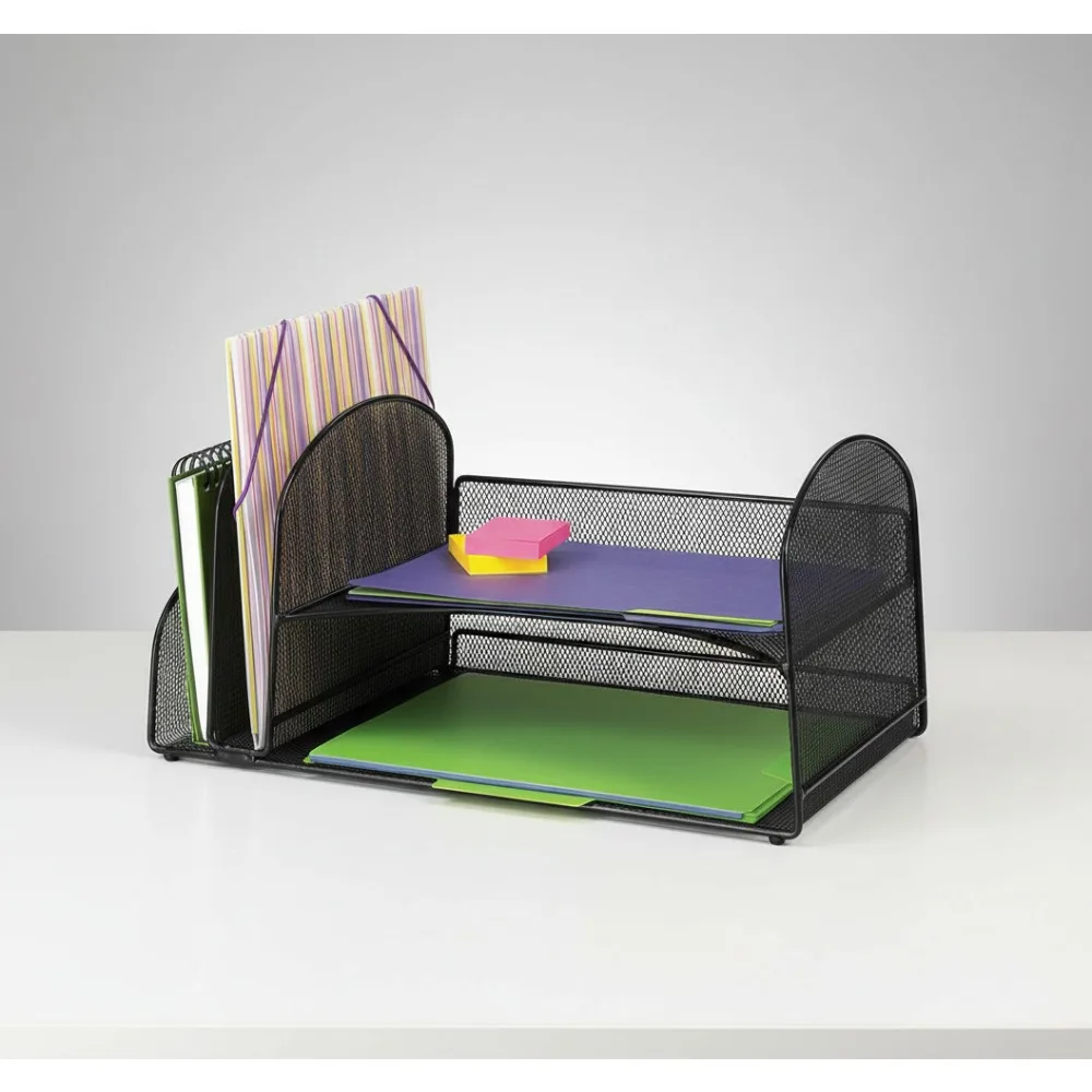 

Stylish Mesh Desktop Organizer with 4 Sections for Office Workers and Students, Black