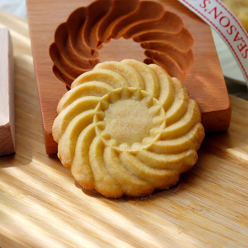3D Wooden Cookie Cutter Moulds for DIY Baking, Engraved Embossed Biscuit Molds, for Gingerbread Fondant Christmas Baking Molds view 6