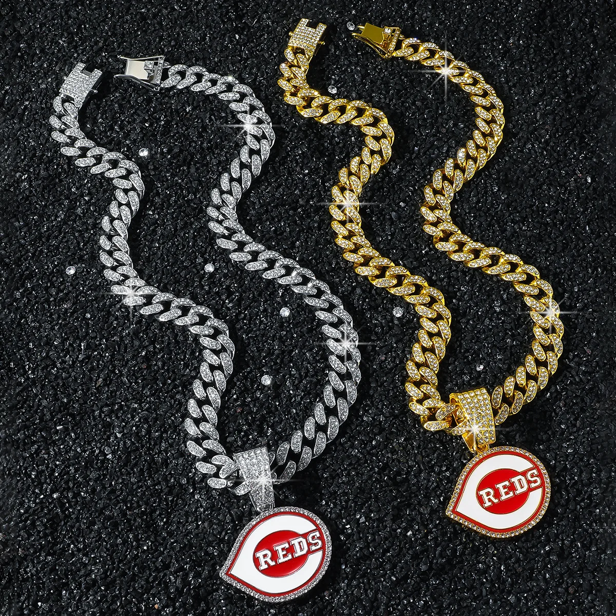 

Trend Men's Full Diamond Chain Hip-Hop Personalized Drip Stick Team Logo Pendant Necklace