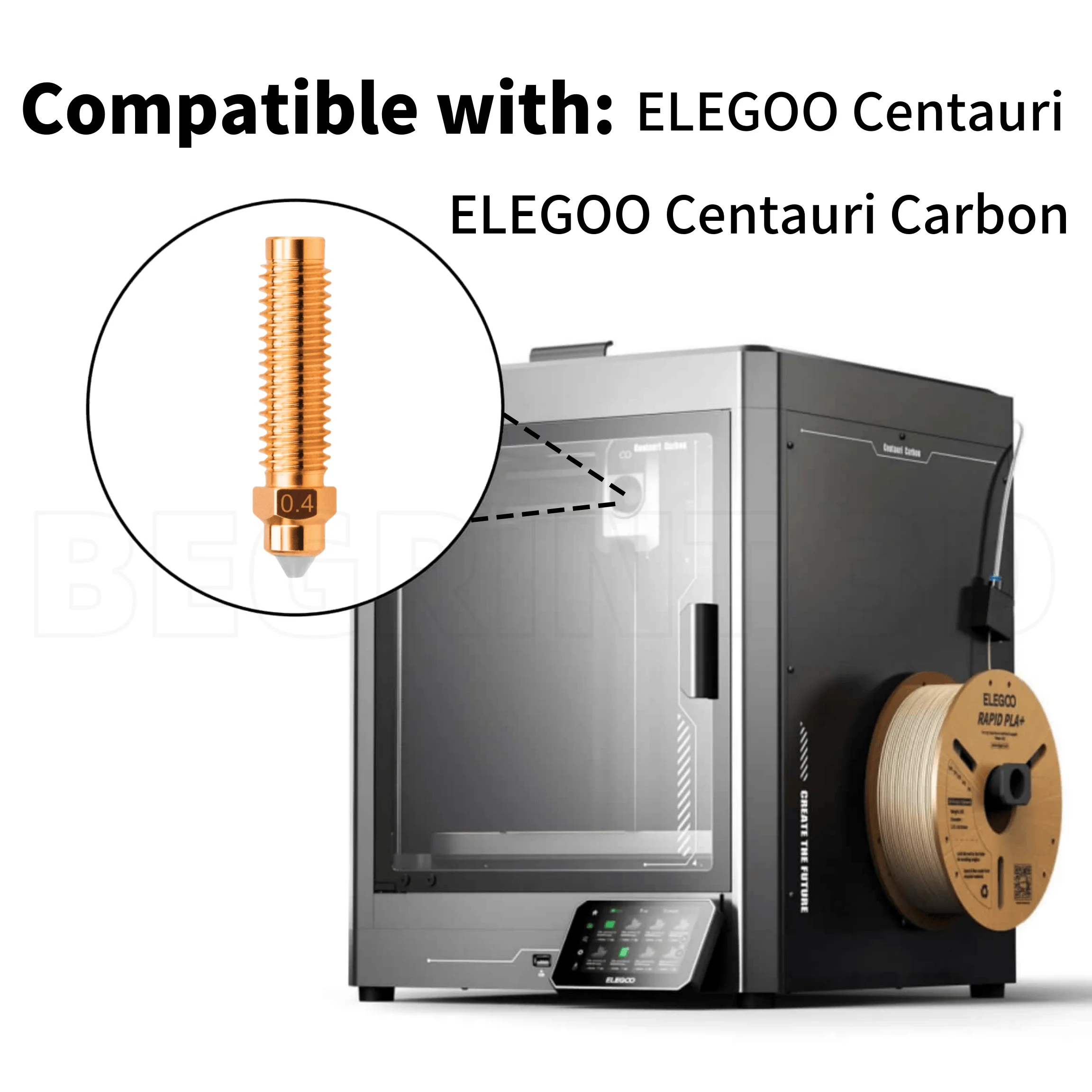 Chrom-Zirkonium-Kupfer-Bimetall-Düse für Elegoo Centauri 0,2/0,4/0,6/0,8 mm Carbon-Hotend-Düsen 3D-Drucker-Teil – Detail 1
