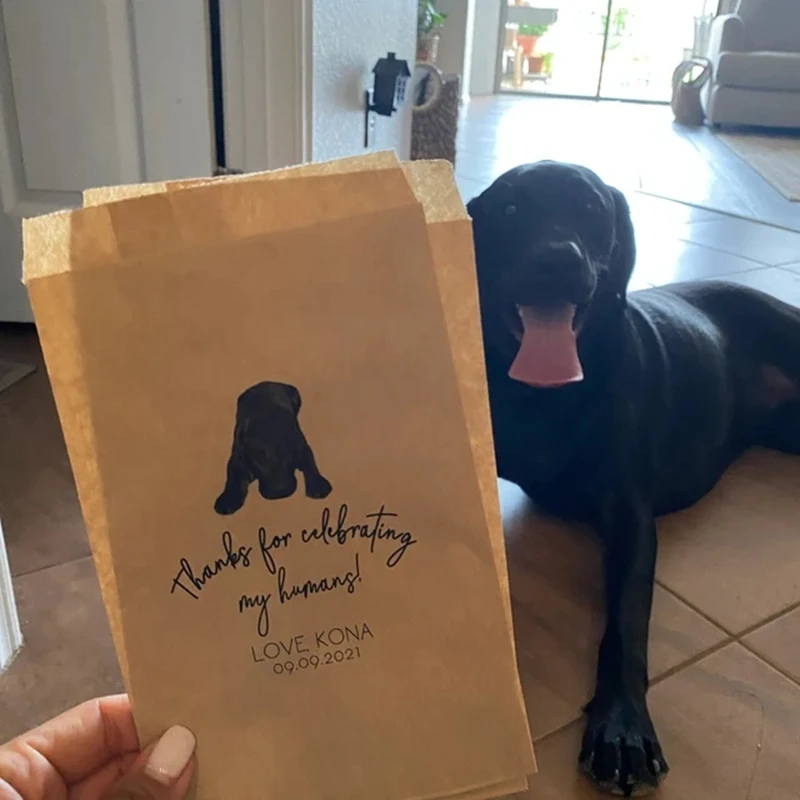 Wedding Doggie Favors Bags | Custom Pet Favor Bag | Wedding Guest Favors Bulk | Thank You For Celebrating My Humans | Doggie Bag