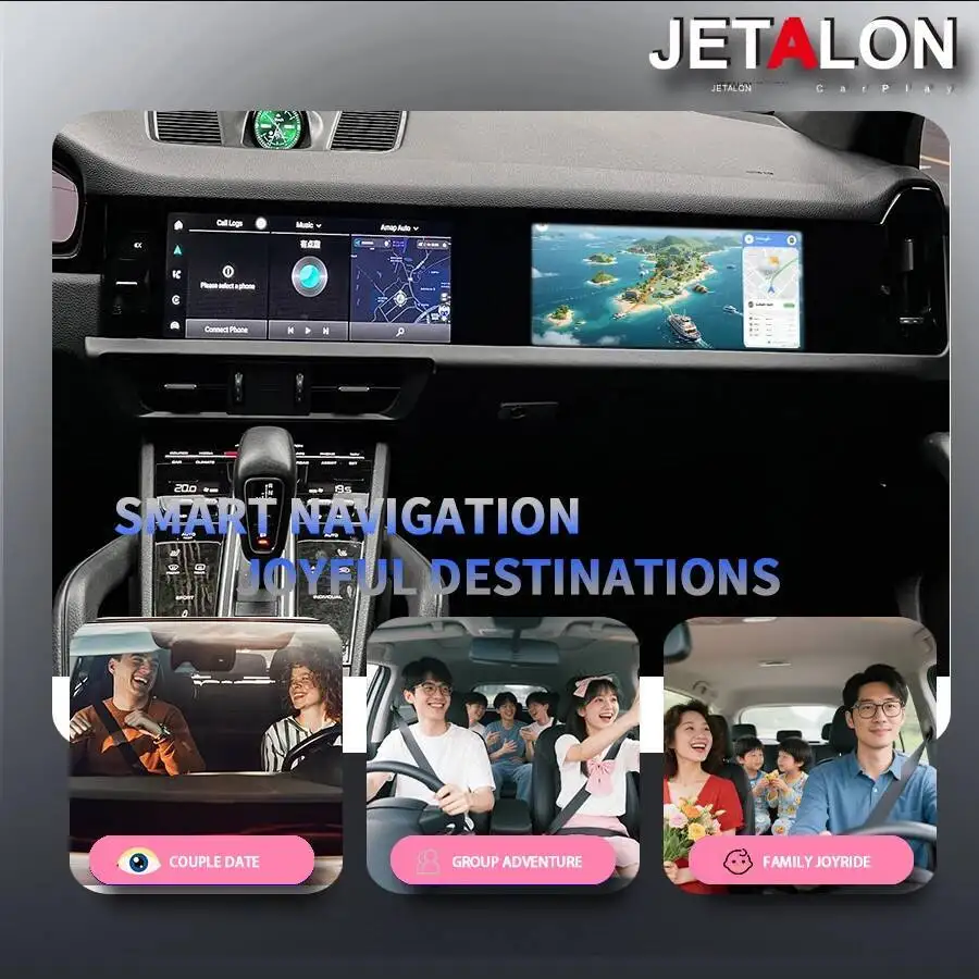 

12.3+12.3-дюймовый двухэкранный мультимедийный проигрыватель на Android 13 для Porsche Cayenne 2018-2024, стерео автомагнитола с CarPlay и GPS-навигацией