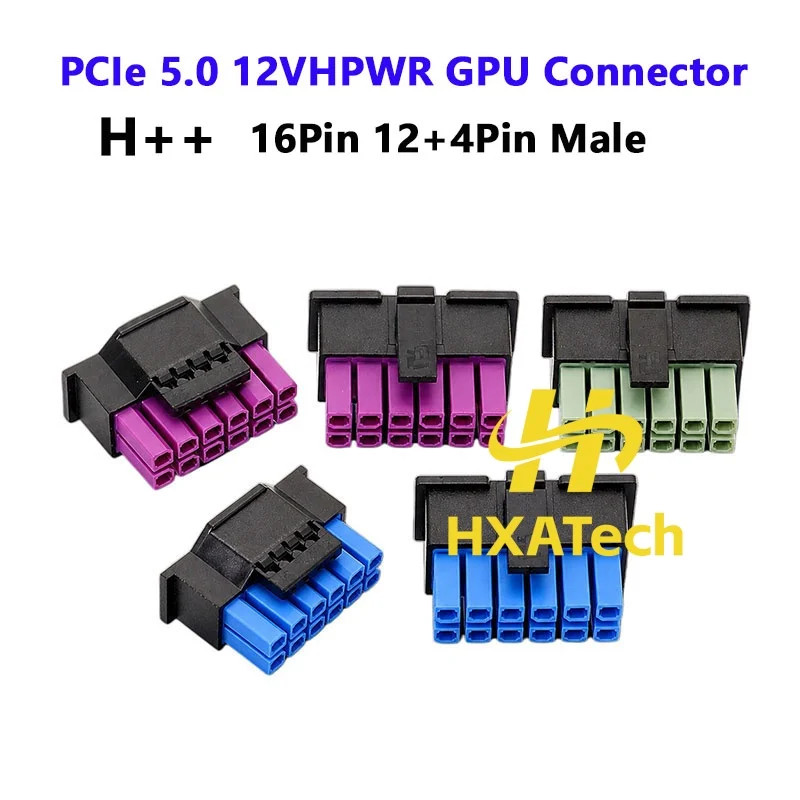 

H++ 12VHPWR 16Pin 12+4Pin Male GPU Card Power Cable Connector with Color PCIe 5.0 Plastic Shell with copper Terminal Pins