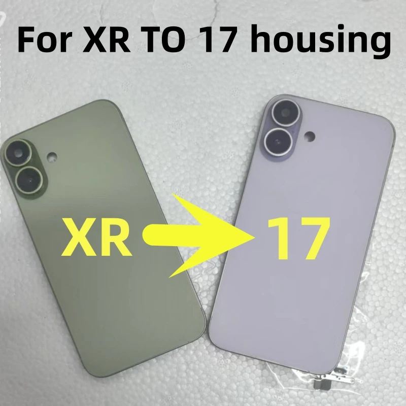 كاميرا كبيرة تجميع DIY الإسكان آيفون XR مثل 17، XR إلى 17 XR DIY 17 التيتانيوم نمط 6.1 "مجموعات استبدال الهيكل هدايا مجانية