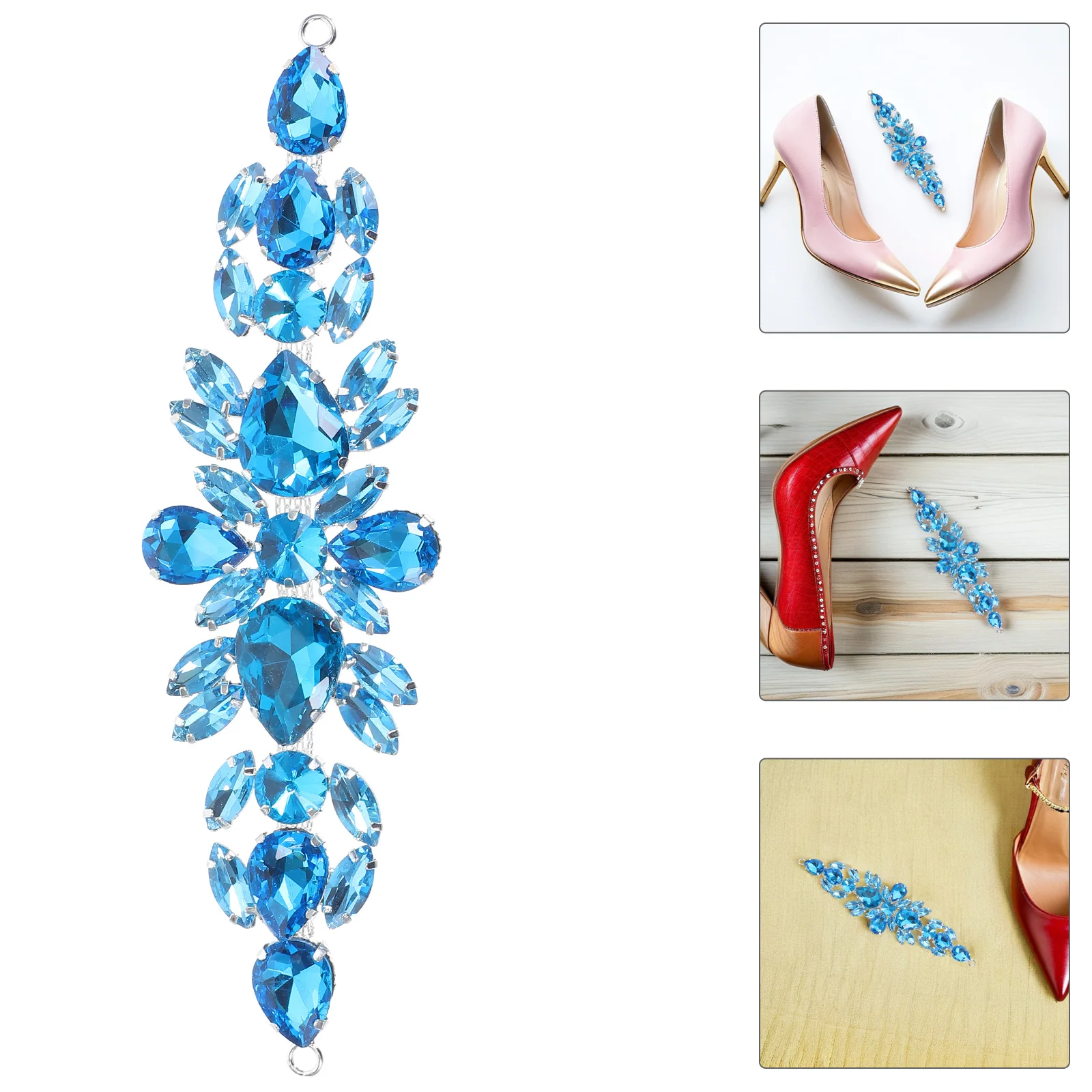 

2Pcs Rhinestone Floral Appliques Elegant Crystal Embellishments for Bridal Shoes Dresses Accessories Wedding Decor