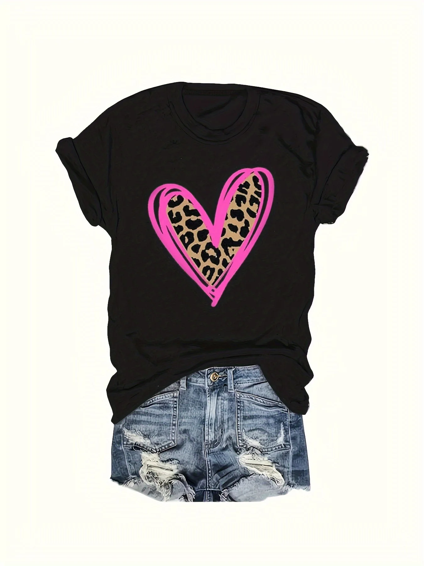 

Мужская и женская футболка большого размера с романтическим принтом ко Дню святого Валентина, с коротким рукавом, свободная, повседневная, мягкая, удобная, дышащая