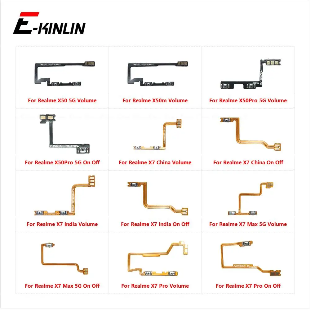 Mute Switch Power Key For OPPO Realme X50 X50m X7 Pro Max 5G Volume Button Control Flex Cable Parts