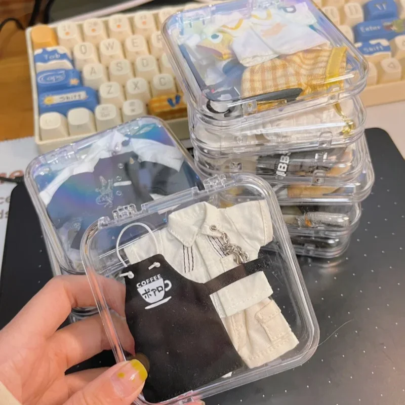 Caja de almacenamiento acrílica transparente, estuche organizador de insignias, joyería, caja protectora cuadrada sellada, caja a prueba de polvo para ropa de muñeca de algodón