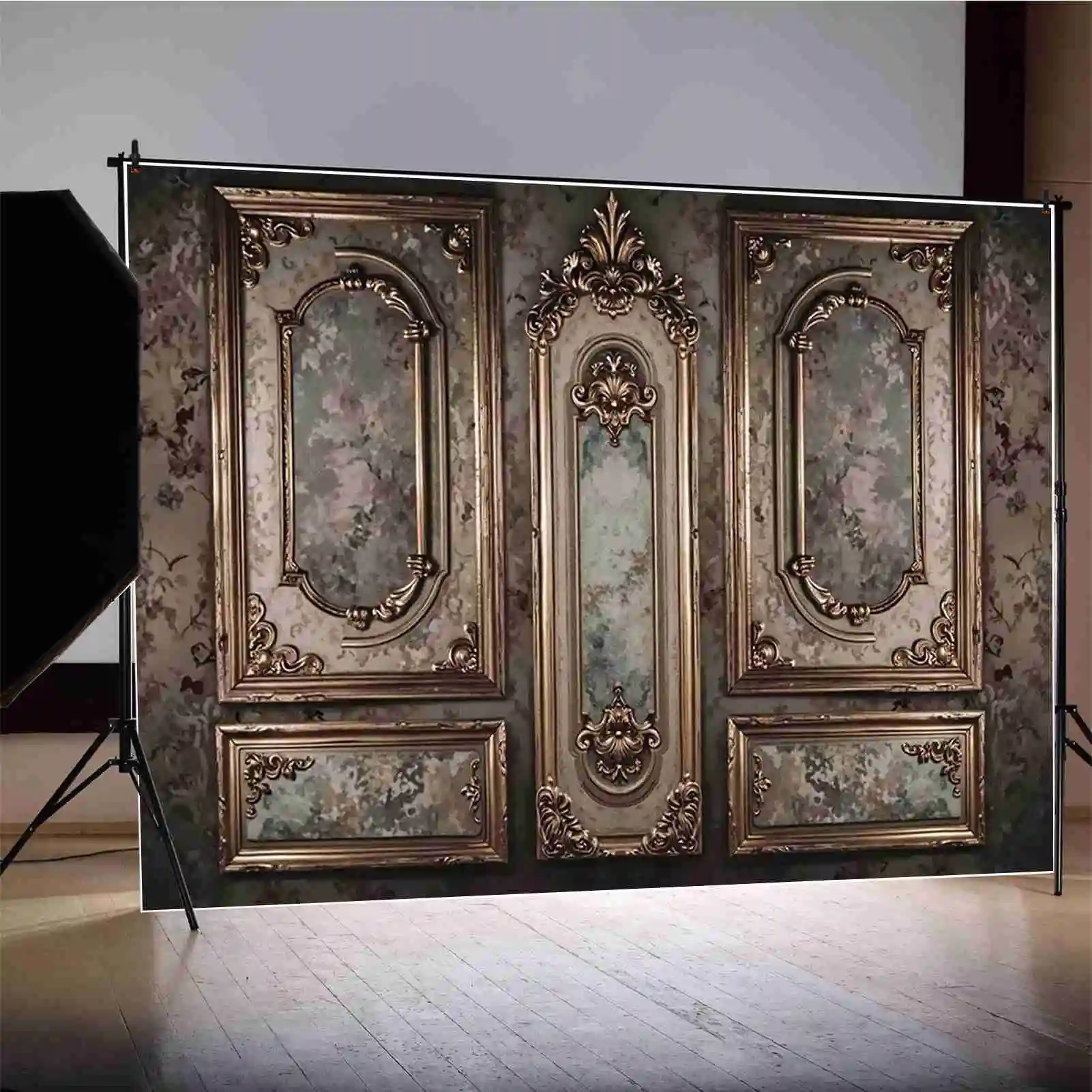 MOON.QG 3D Vintage Photo Studio Wall Backdrop Subject Event Product Portrait Photography Background Baroque Damask Marble Props