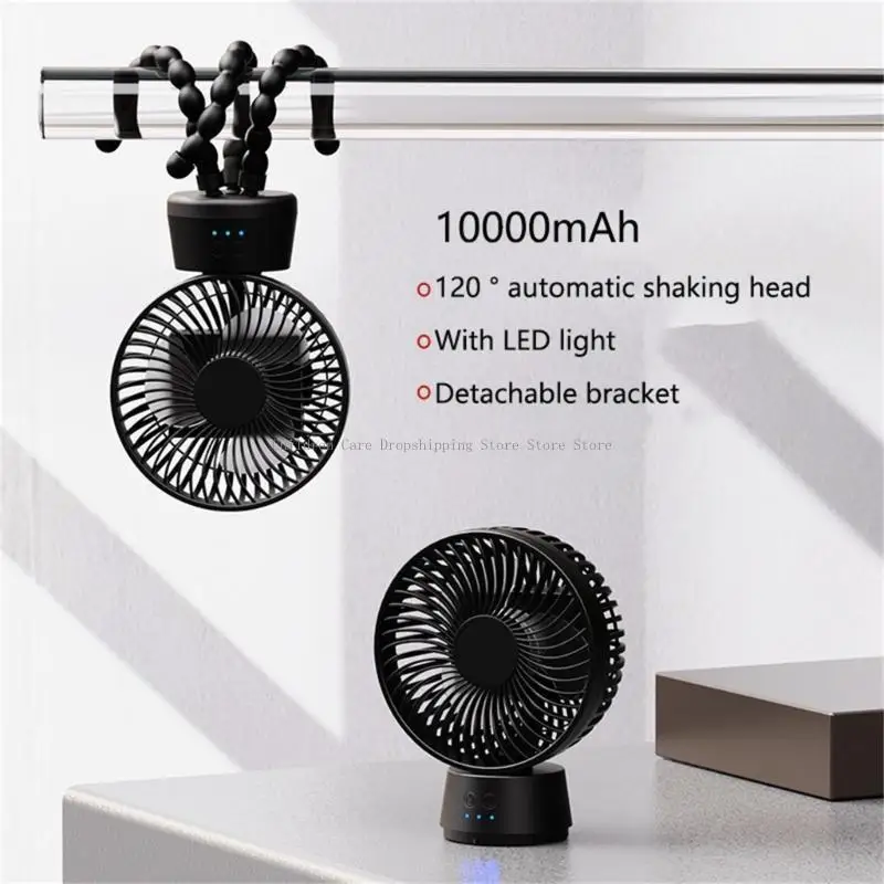 

3 Gear Adjustable Ventilator Fan with Night-Light Flexible Tripod for Camping