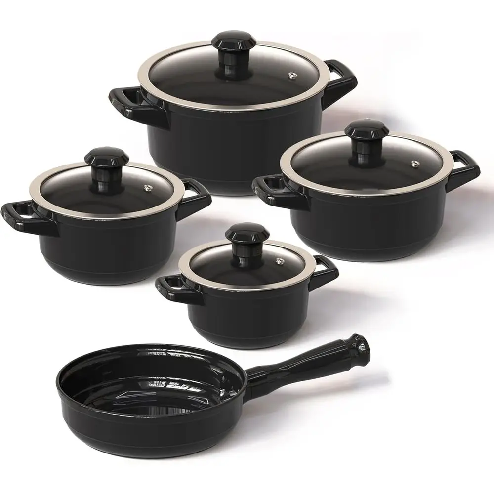 

Real Ceic, Non Scratchable, Non Toxic Cookware Set - Oven Sae Up to 1200, Stovetop Agnostic, Dishwasher Sae, Longlasting and Lig