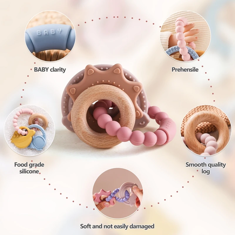 เด็กซิลิโคนสร้อยข้อมือTeetherของเล่นซิลิโคนฟรีBPA CelestialพยาบาลTeethingของเล่นซิลิโคนเกรดอาหารทารกแรกเกิดของเล่นของขวัญ