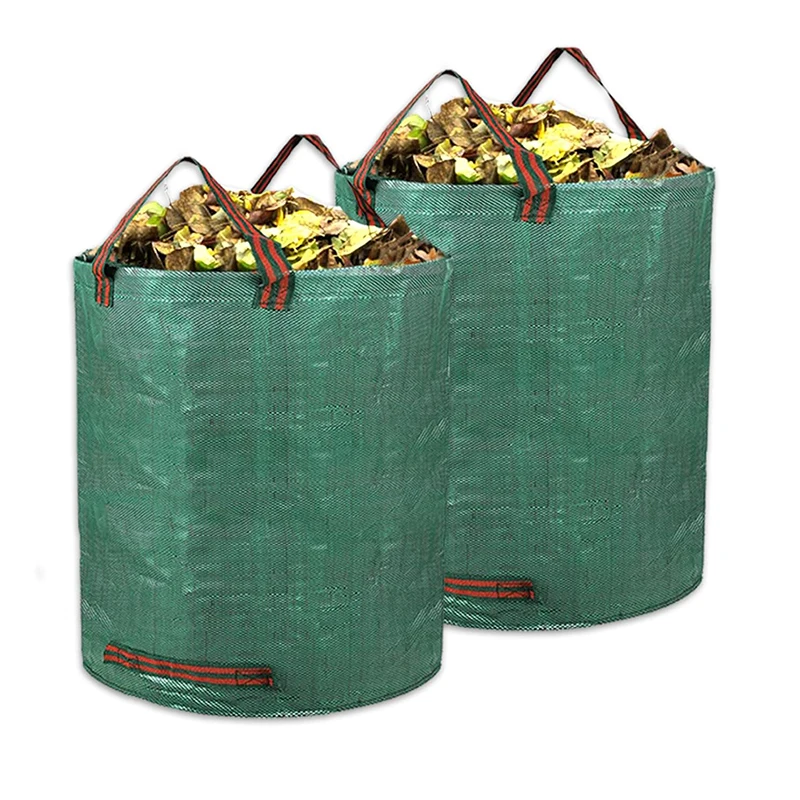 2Pack 132 Gallons Gardening Bag with Double Bottom Layer Extra Large Reuseable Heavy Duty Gardening Bags, Garden Leaf Waste Bag