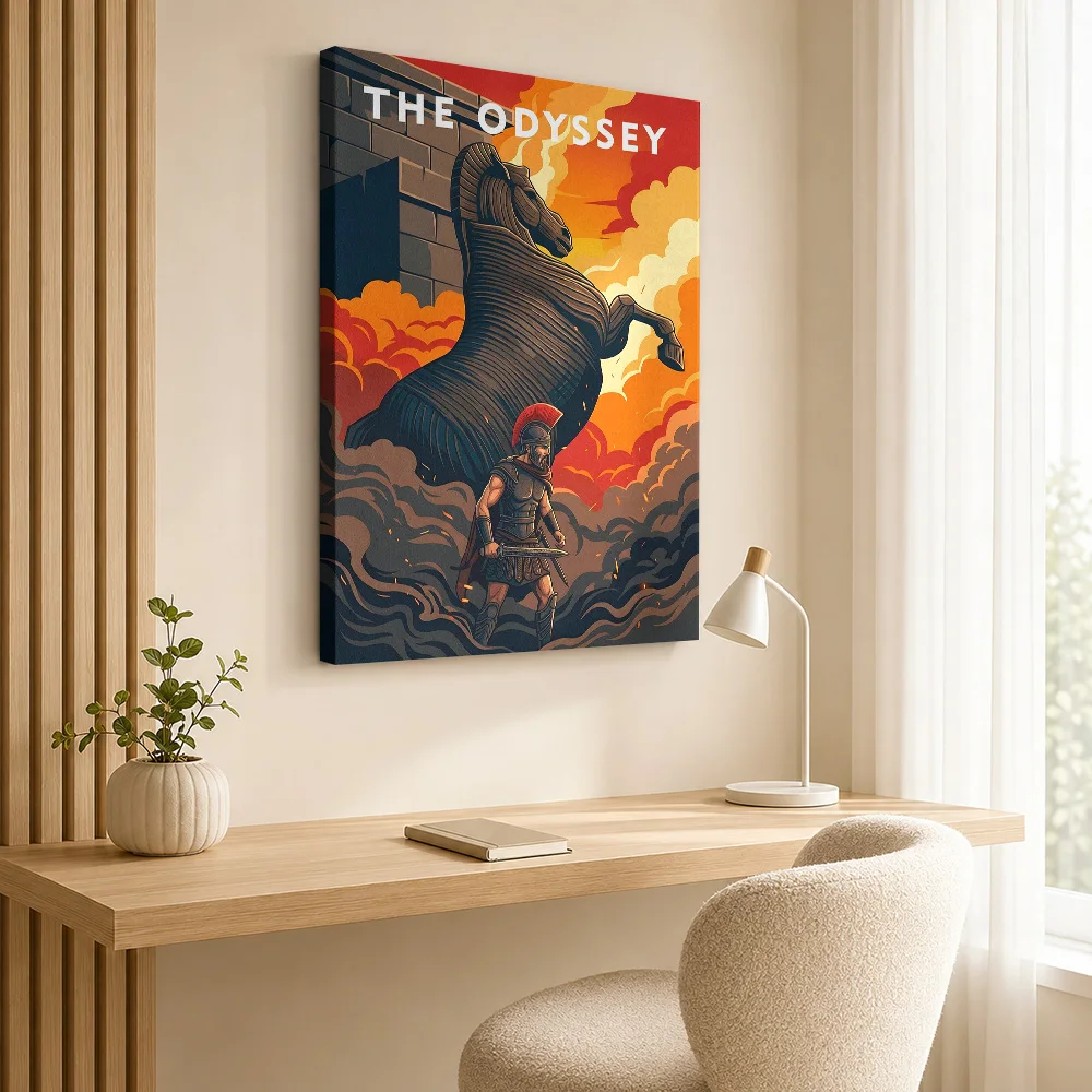 The Odyssey Trojan Horse Canvas Poster Personalized Spiritual Mythology Canvas Wall Art for Office Hallway Decor Ready to Hang
