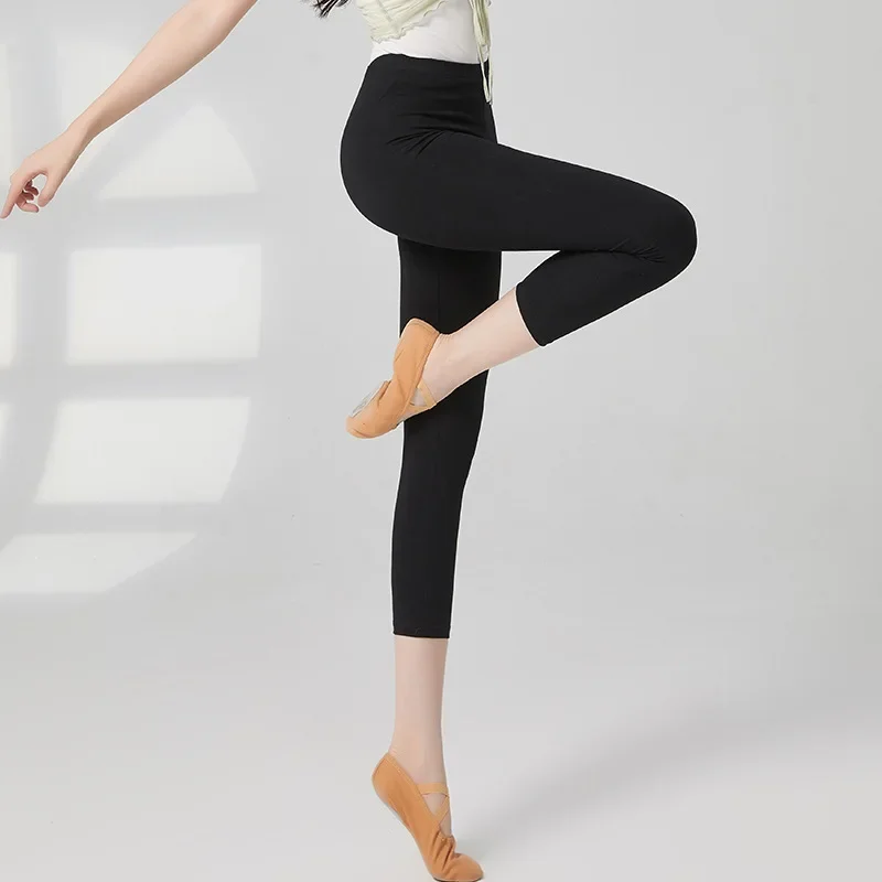

Black dance pants tight-fitting adult acrobatics nine points modal body suit training elastic fitness pants