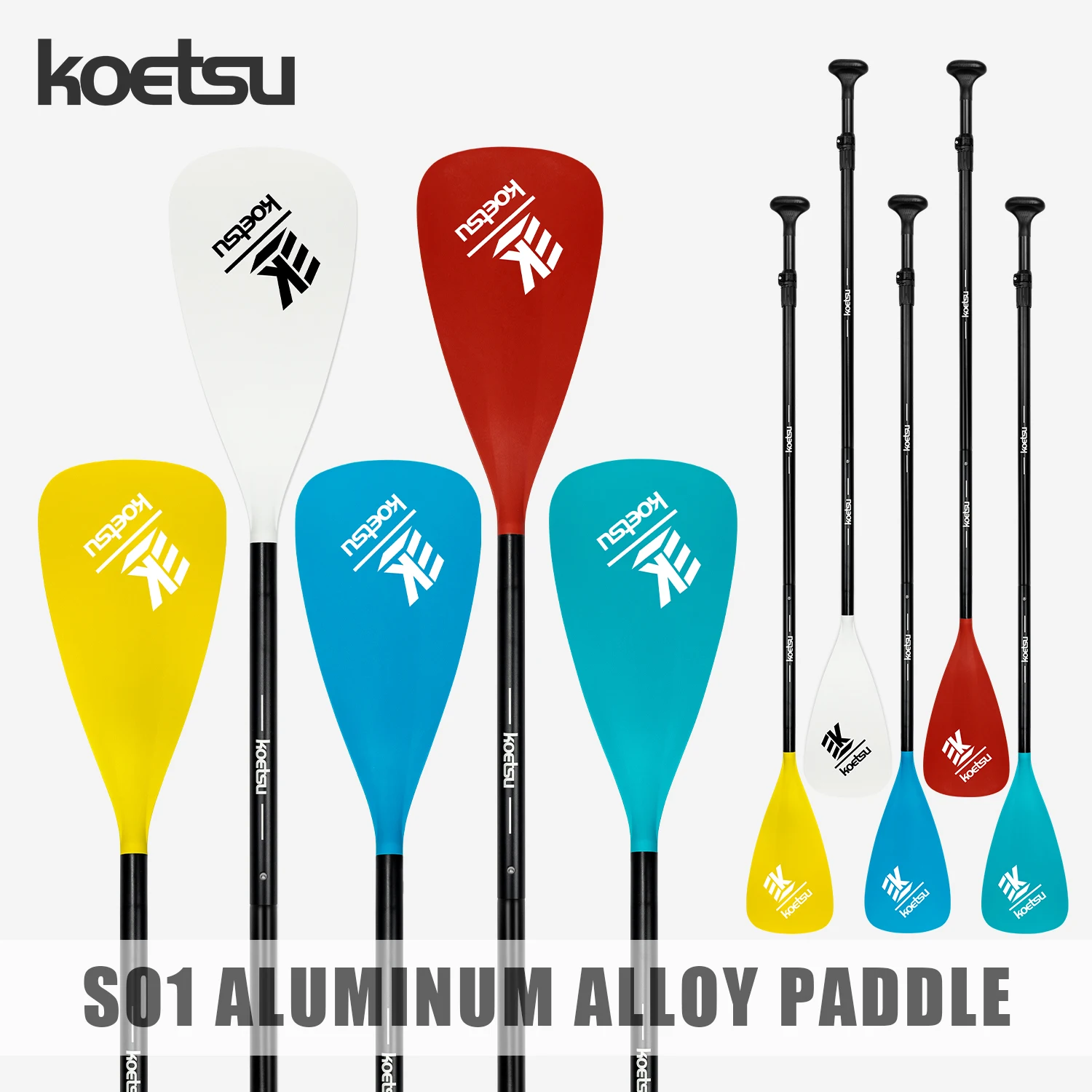 KOETSU Colorful Paddle Blades, Aluminum Alloy Paddle for SUP,  Ideal for Surfboards and Paddleboarding