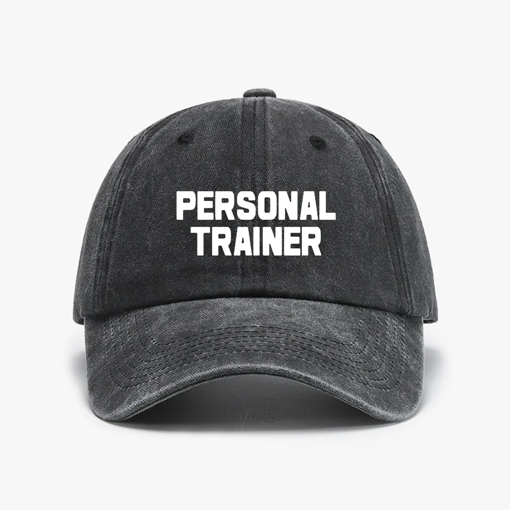 

PERSONAL TRAINER Baseball Cap fashion Vintage Style Washed Denim Hat Summer Casual snapback hats Unisex New Adjustable caps