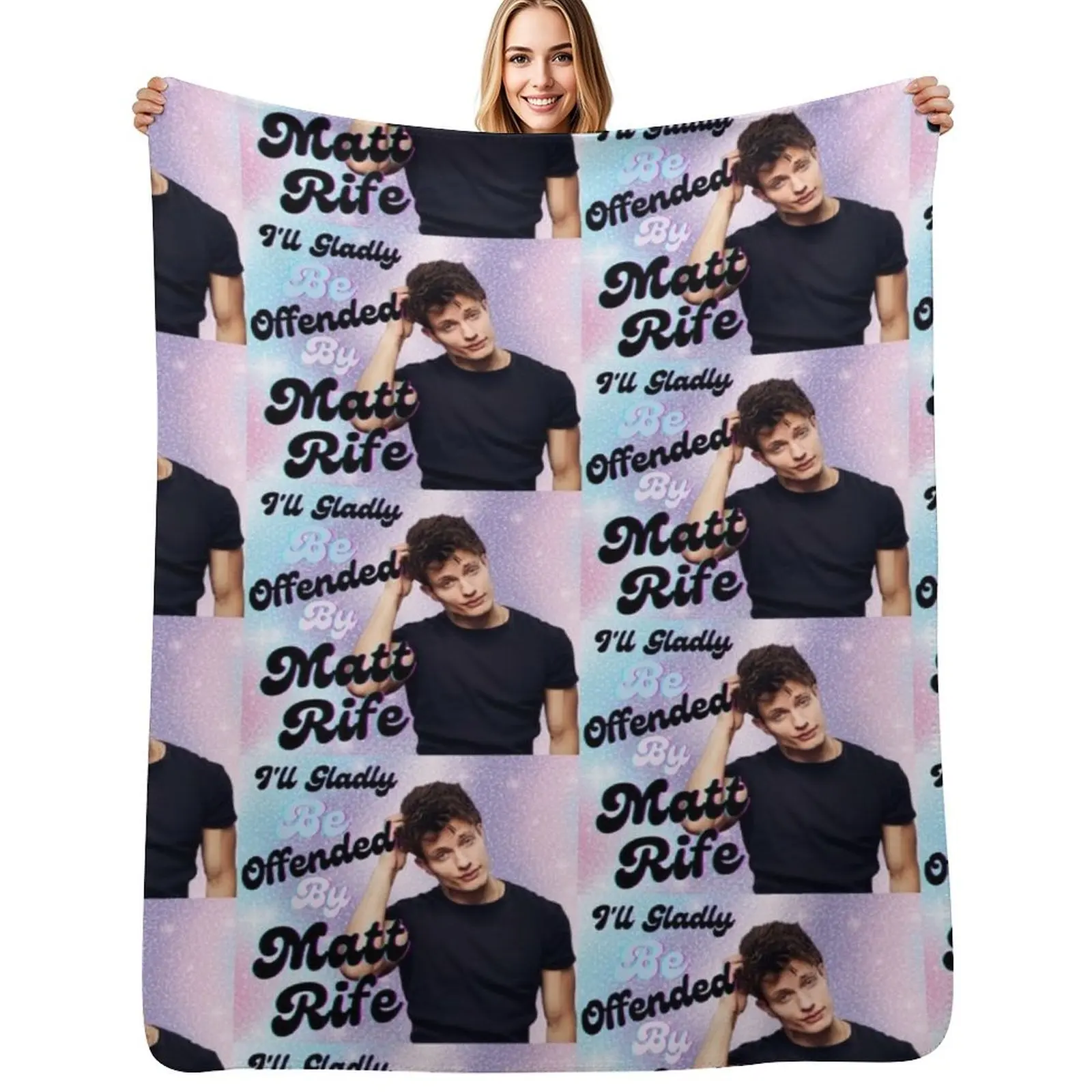I will gladly be offended by Matt rife Matt Rife funny Throw Blanket Elegant Warm Throw Blanket for Hotel Home