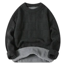 2024 New Solid Color Homestays Men's Autumn and Winter Warm Thick Crewneck Sweater Casual and Comfortable Home Pajamas