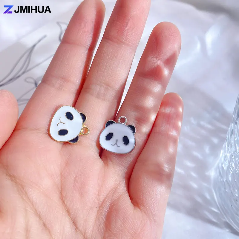 15 sztuk emalia Charms Cute pandy Charms zawieszki do biżuterii ustalenia materiały DIY Handmade dzięki czemu kolczyki naszyjniki akcesoria