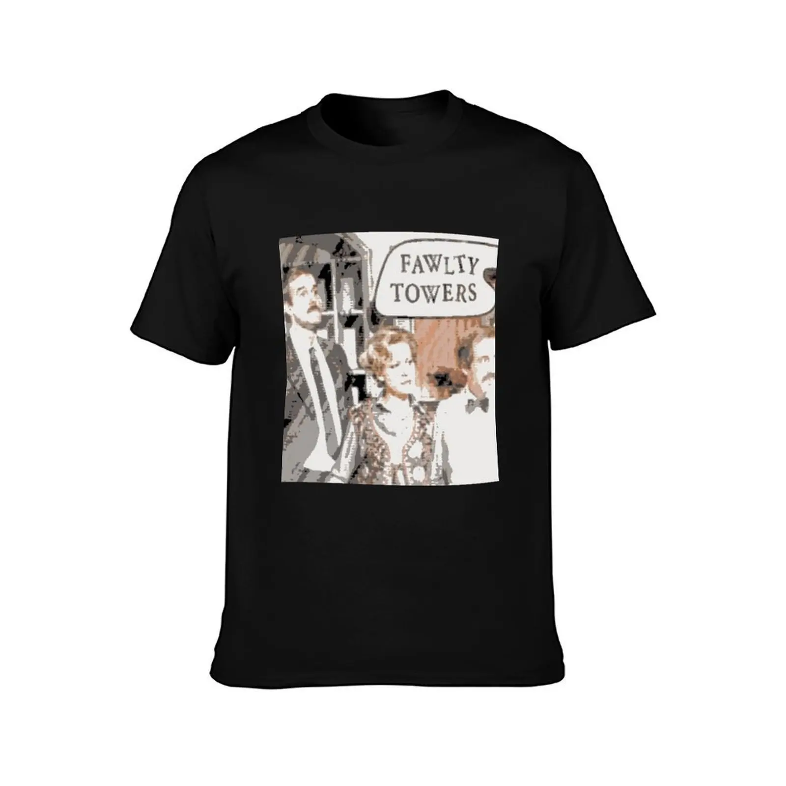 Fawlty Basil & His Towers T-Shirt, Summer Casual Cotton Tee, Oversized Streetwear Tops, Vintage Graphic Print, Unisex Men Women