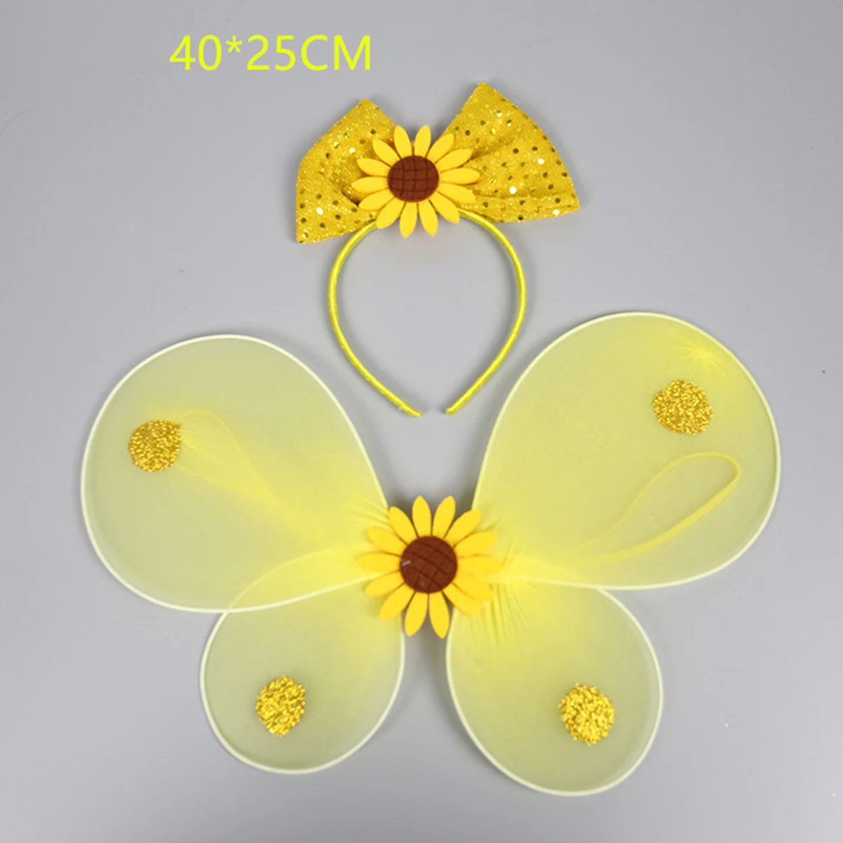 

3pcs Sunflower Fairy Costume Set Gold Dress Outfit For Kids Girls Party Cosplay Masquerade Angel Wing Skirt Comfortable Design