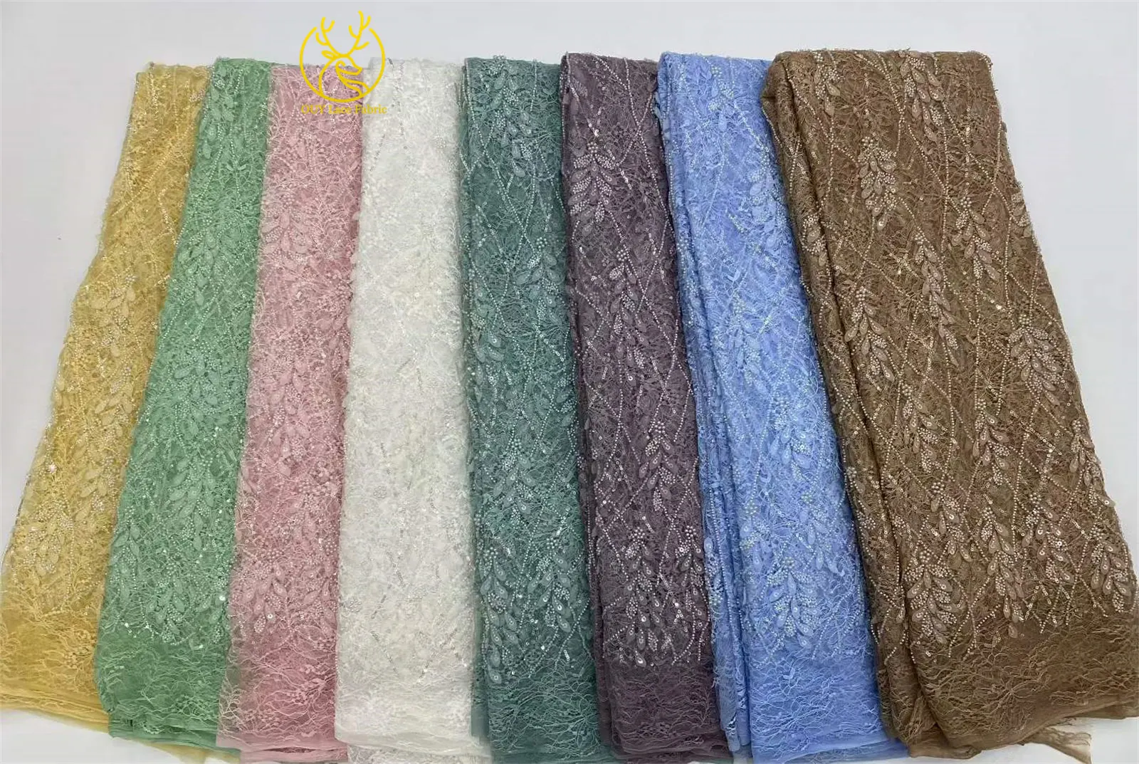Eleganter Afrikanischer Pailletten-Perlen-Spitzenstoff 2026 Hochwertige Nigerianische Hochzeitskleid-Spitze Bestickte Französische Tüllspitze – Detail 21