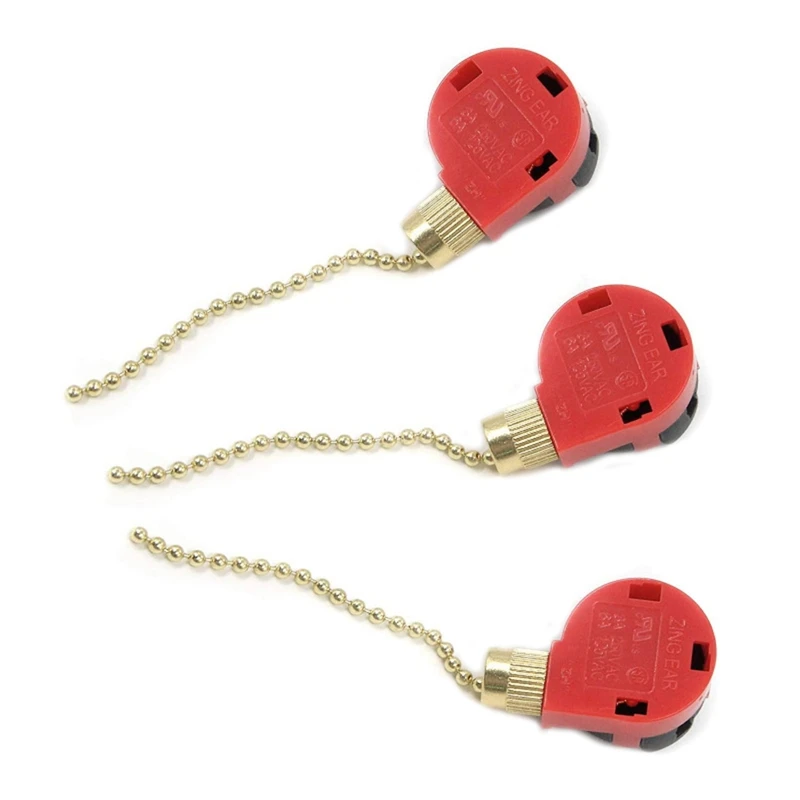 【Popular】3Pcs Ceiling Fan Switch 3 Speed 4 Wire ZE-268S1 Fan Pull Chain Switch Replacement Speed Control Switch Chandelier Switc
