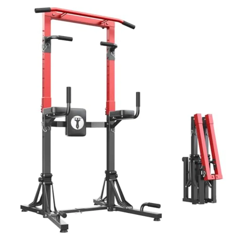 

DlandHome Foldable Power Tower Pull Up Bar Station for Home Gym Workout Multi-Function Adjustable Height Strength Training Fitn