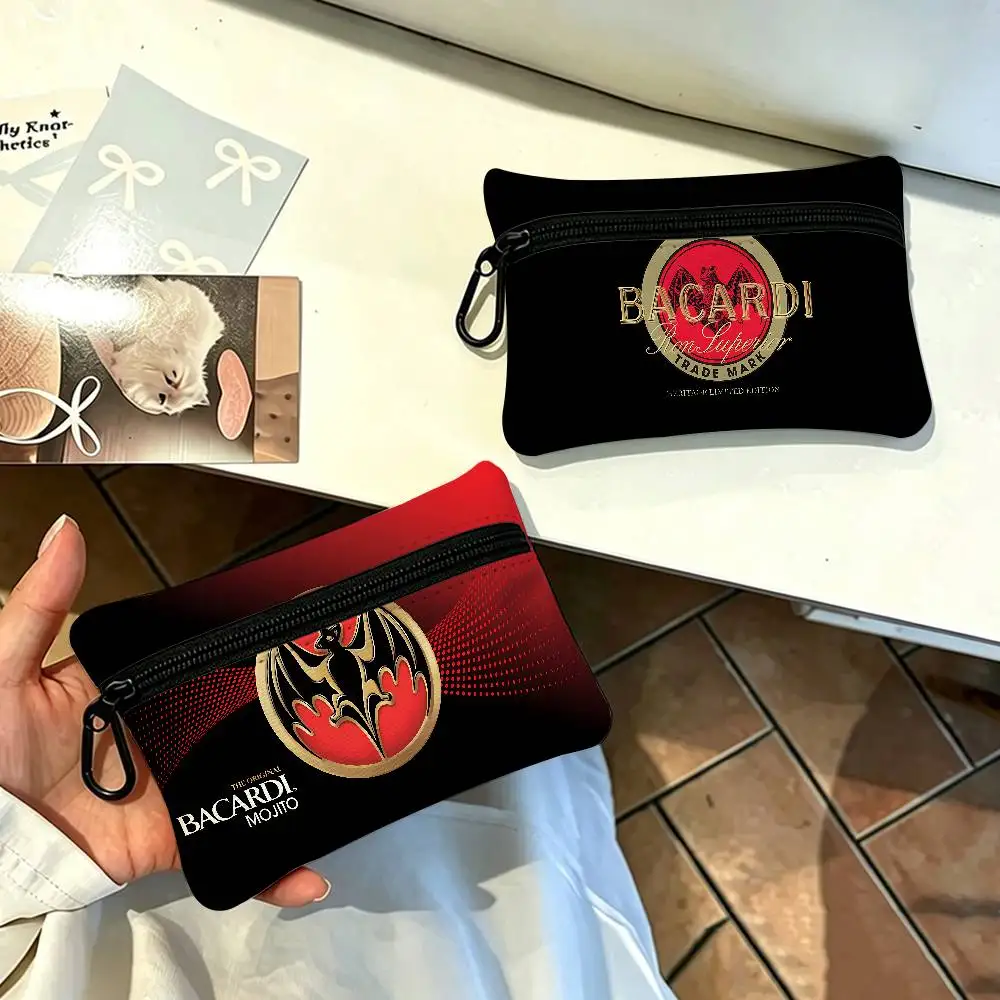 B-Bacardi Compact Oxford Cloth Zipper Pouch Detachable Carabiner Mini Coin & Key Wallet