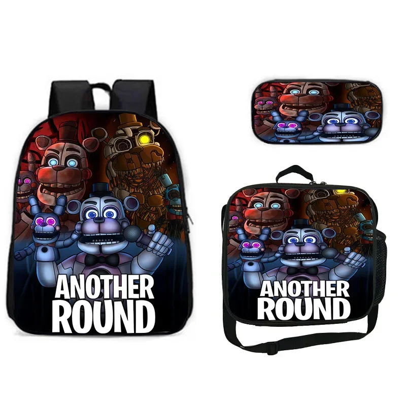 Five Night Freddy Bear Schoolbag Backpack Lunch Bag Pencil Case Set Gift for Kids Students