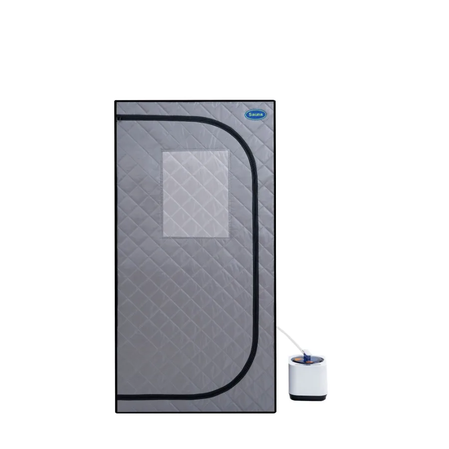 

Portable Grey Mini Plus style Steam Sauna tentPersonal Home Spa with Steam Generator Remote Control Foldable Chair PVC pipes. E