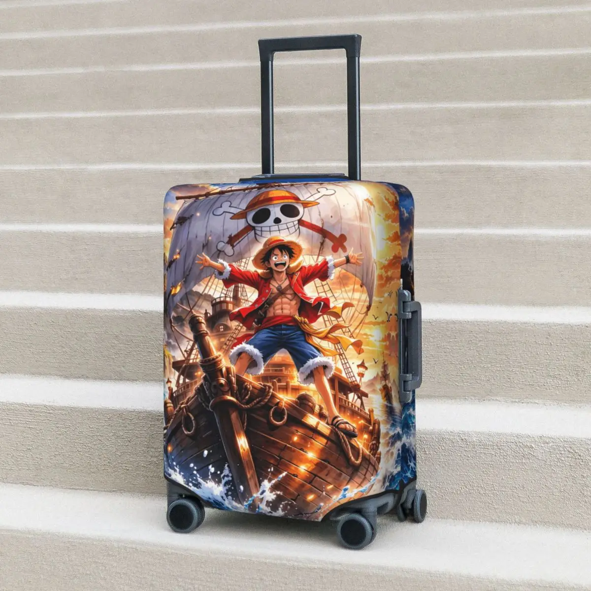 Housse de valise Epic Pirate Ship Luffy One Piece, protection de voyage, accessoires pratiques pour bagages de vol