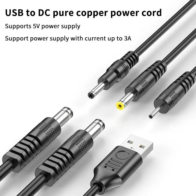 Universal USB to DC Power Cable Connector 5.5x2.1/2.5mm Jack 1Pcs Durable Charging Cord Adapter for LED Strip Light DIY Project