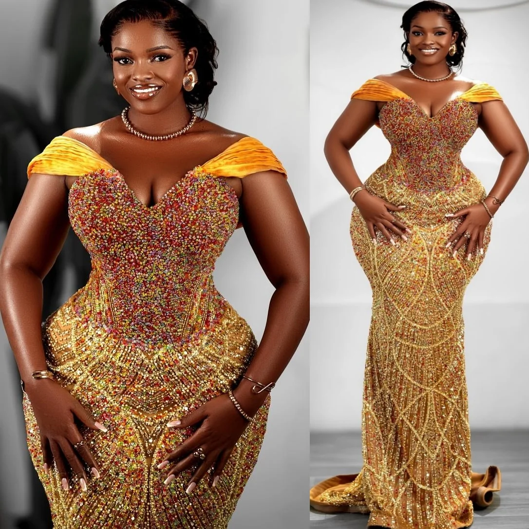 

Золотая Русалка 2025, платья для выпускного вечера, расшитые бисером и кристаллами, блестящие вечерние платья с блестками, вечерние платья на день рождения, ZJ2649