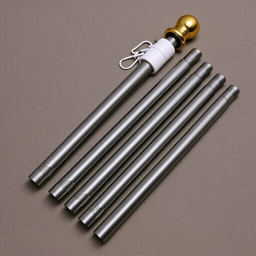 1Set Stainless Steel Flag Pole Outdoor Rustproof Rotating Ring Detachable Flagpole Holder for Garden Yard 190cm Flag Pole Kit